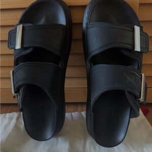 Alexander McQueen Black Slides with Silver Buckles